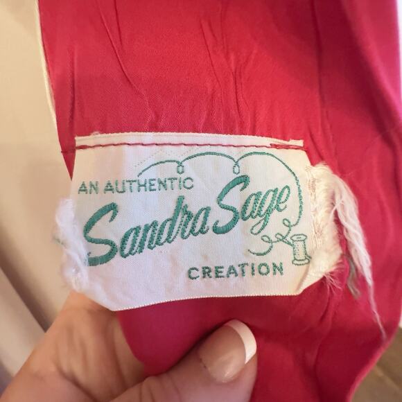 Vintage 1950s Sandra Sage Swing Coat | Hot Pink Satin Opera Jacket | Mid-Century - Picture 8 of 9